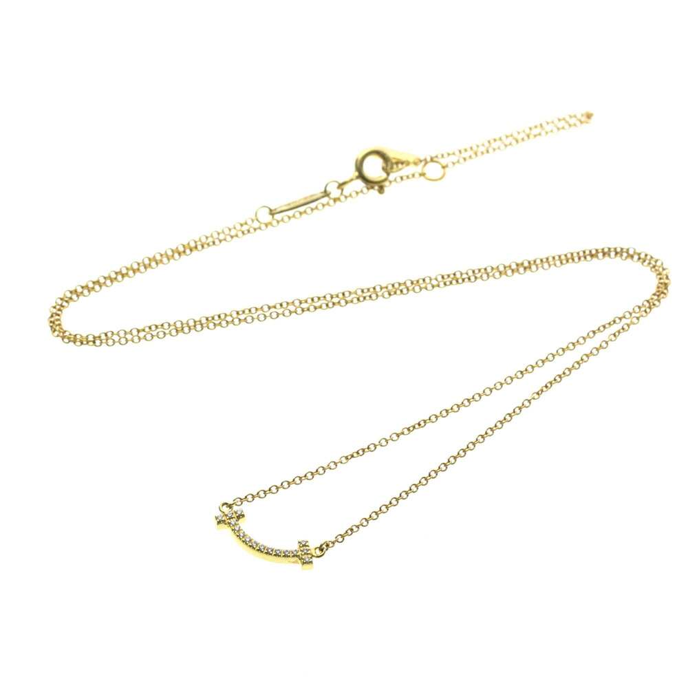 Tiffany & Co. T Smile Pendant 18K Yellow Gold with Diamonds